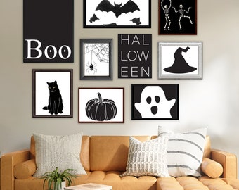 Zestaw dekoracji ściennych „Halloween Gallery”: upiorny wystrój domu (wydruk cyfrowy)