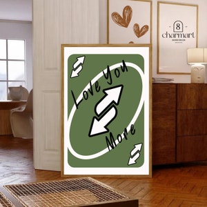 Ti amo di più stampa, arte da parete retrò verde stampabile, arte da parete con carte da gioco, arte da parete per ragazze, San Valentino, decorazione da parete preppy, arte da parete alla moda