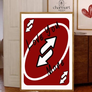 Ti amo di più stampa, arte da parete retrò rossa stampabile, arte da parete con carte da gioco, decorazione da parete preppy di San Valentino, arte da parete alla moda