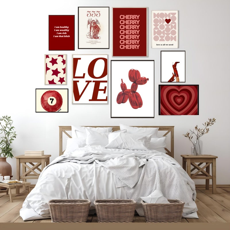 Red Bedroom Decor - Etsy