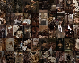 Dark Academia Collage Kit, Librarycore Photo Wall Decor (Digital Download)