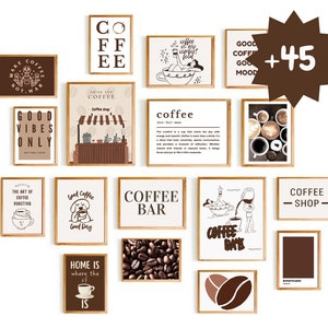 Coffee Wall Art Mega Bundle | Set Of 45 Coffee Posters | Coffee Prints | Trendy Coffee Art | Coffee Bar Decor | Digital Prints