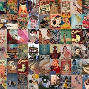 150 Vintage Retro Wall Collage Kit, Retro Wall Collage Kit, Retro Aesthetics, Trendy Photo Collage Kit, Vsco Collage, Aesthetic Collage Kit