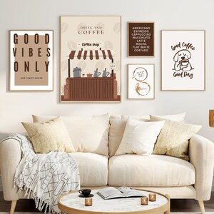 Coffee Gallery Wall Set of 6 Prints, Coffee Definition Print, Abstract Coffee Art, Coffee Line Art, Coffee Bar Prints, Coffee Wall Art