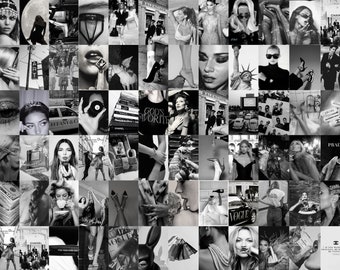 165 PCS Black & White Wall Collage Kit | Grey Aesthetic Photo Collage | Boujee Black and White Pictures Room Decor (DIGITAL DOWNLOAD) 4x6