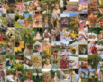 Cottagecore Wall Collage Kit, Nature Room Decor (Digital Download, 150 PCS