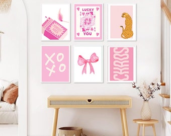 Pink Preppy Wall Art Set: Coquette Dorm Decor (Digital Download)