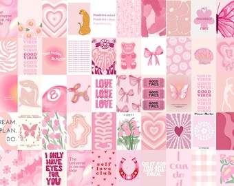 Pink Wall Collage Kit, Danish Pastel Decor (Digital Download)