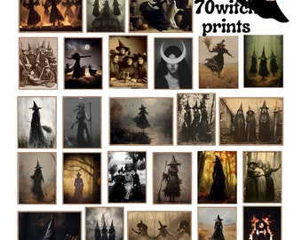 Creepy Witch Photos: Vintage Halloween Collage Kit (Digital Download)