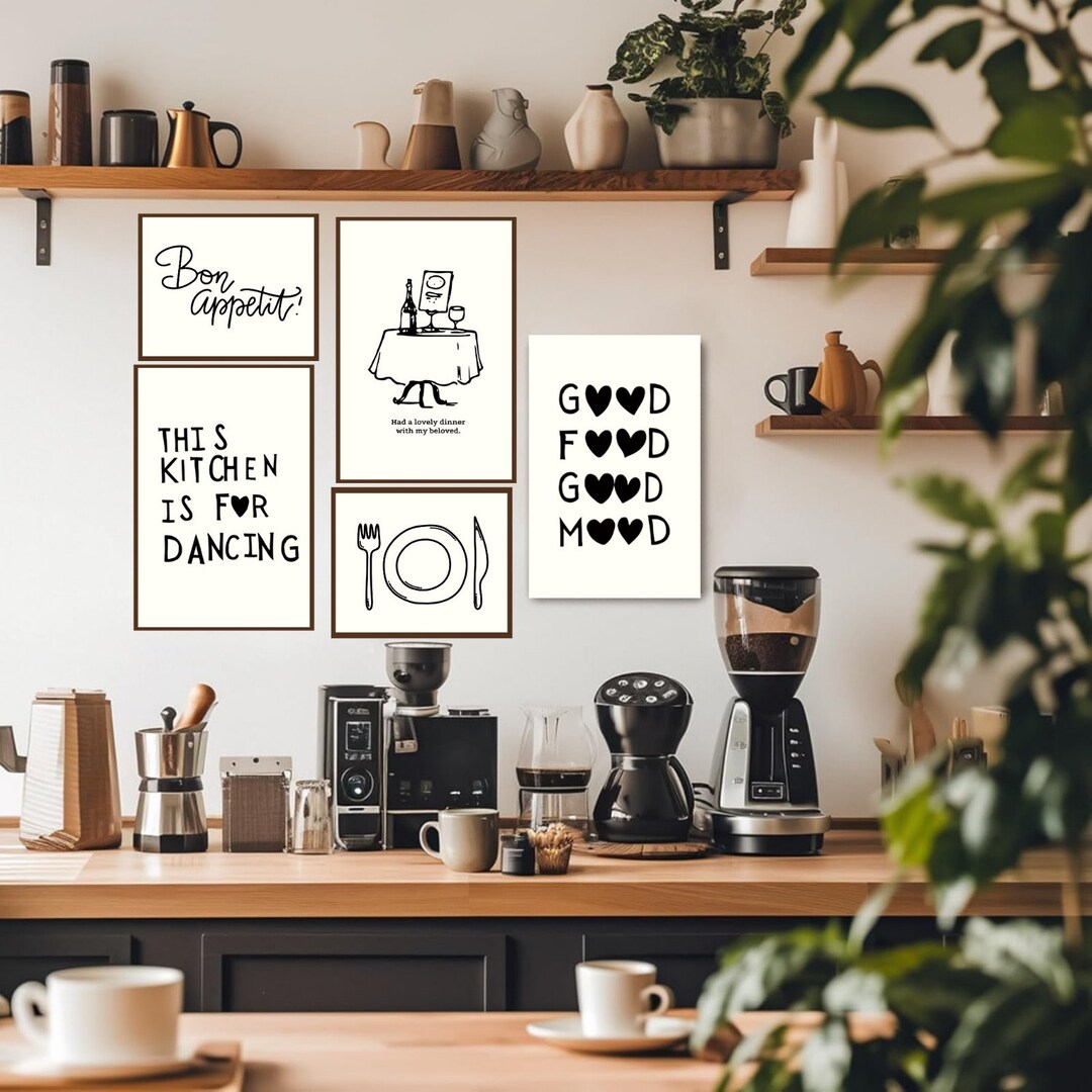 Kitchen Prints Set: 'kitchen is for Dancing' Typography (digital ...