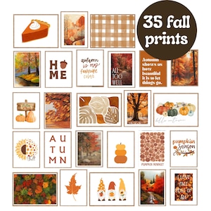 Herbst Galerie Wand Kunst Druck Set mit 35 Drucken, Herbst Dekor, druckbare Kunst, Kürbis Aquarell Malerei, orange Herbst Poster