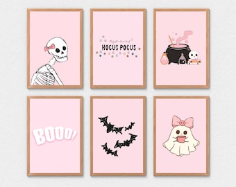 Trendy Pink Halloween Wall Art: Girly Ghost Decor (Digital Download)