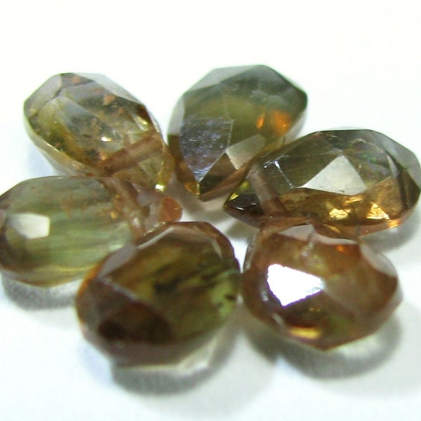 Six Faceted Andalusite Pear Briolettes, 5mm x 3.5mm average