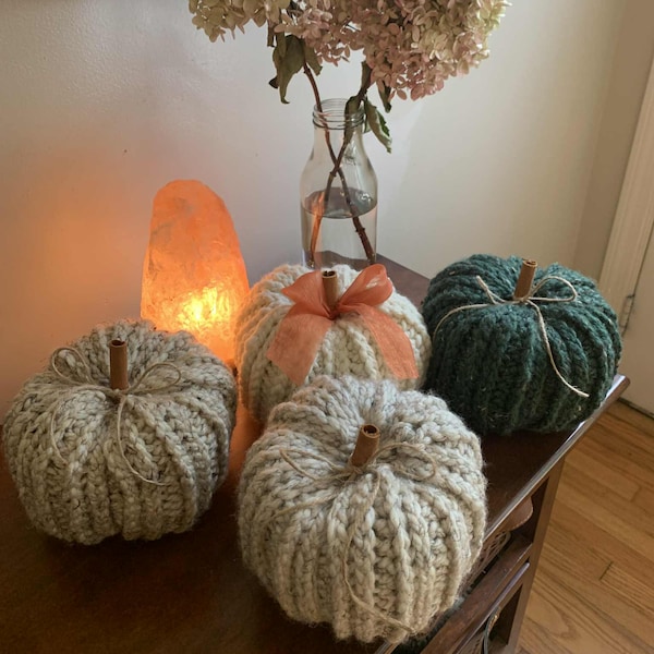 Handmade Crochet Pumpkin, Fall Decor, Cottage Farmhouse Style