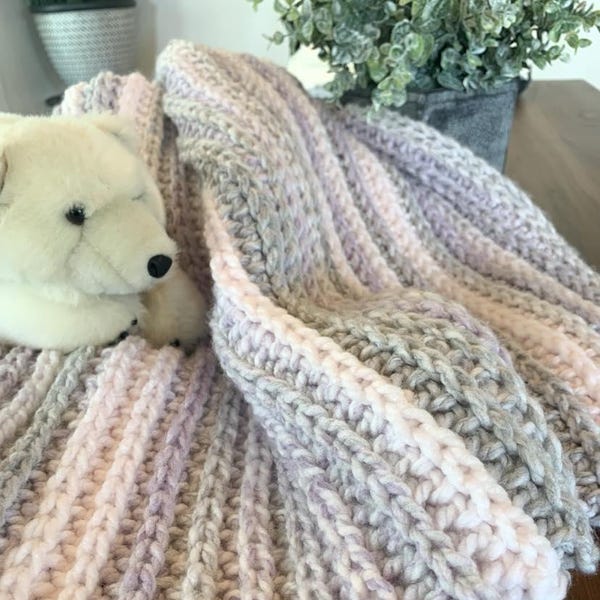 Handmade Crochet Baby Blanket, Pastel Nursery Decor, Acrylic Yarn