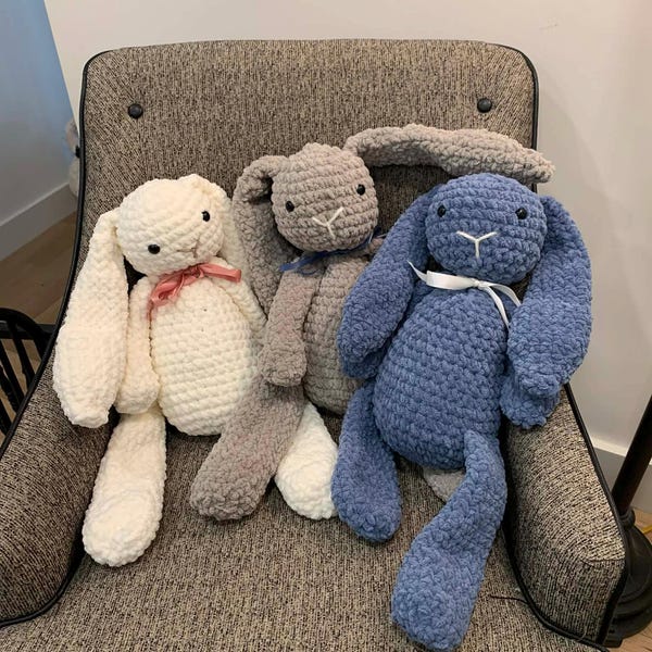 Large Floppy Crochet Bunny – Boho Stuffed Rabbit, Cozy Nursery Decor