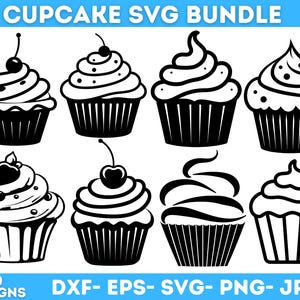 Cupcake Svg Bundle, Cake Cut File, Cupcake Svg Png, Sweets Svg, Cupcake Clipart, Birthday Svg, Svg Files For Cricut, Instant Download