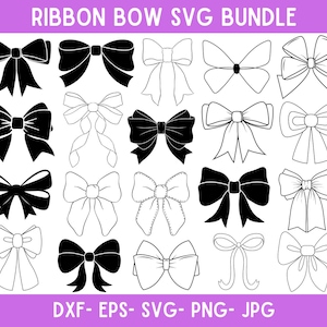 Ribbon Bow Svg Bundle, Coquette Bow Svg, Hand Drawn Bow Svg, Bow Svg Png, Bow Clipart, Bow Vector, Ribbon Bow, Instant Download, Silhouette