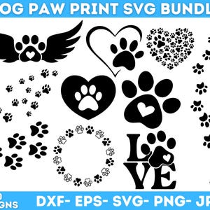 Paw Print Svg Bundle, Dog Paw Svg, Dog Svg, Animal Paw Svg, Dog Paw Print Cut File, Paw Print Clipart, Cat Paw Svg, Instant Download