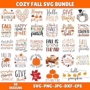 Fall Svg Bundle, Autumn Svg, Thanksgiving Svg, Fall Png, Autumn Quotes Svg, Autumn Fall Svg, Cricut Cut Files, Instant Download, Silhouette