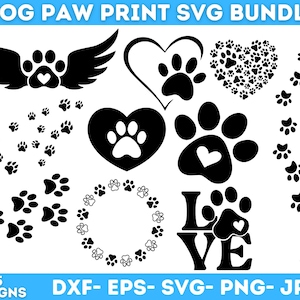 Paw Print Svg Bundle, Dog Paw Svg, Animal Paw Svg, Cat Paw Svg, Dog Paw Print Svg, Animal Print Svg, Svg Files For Cricut, Instant Download