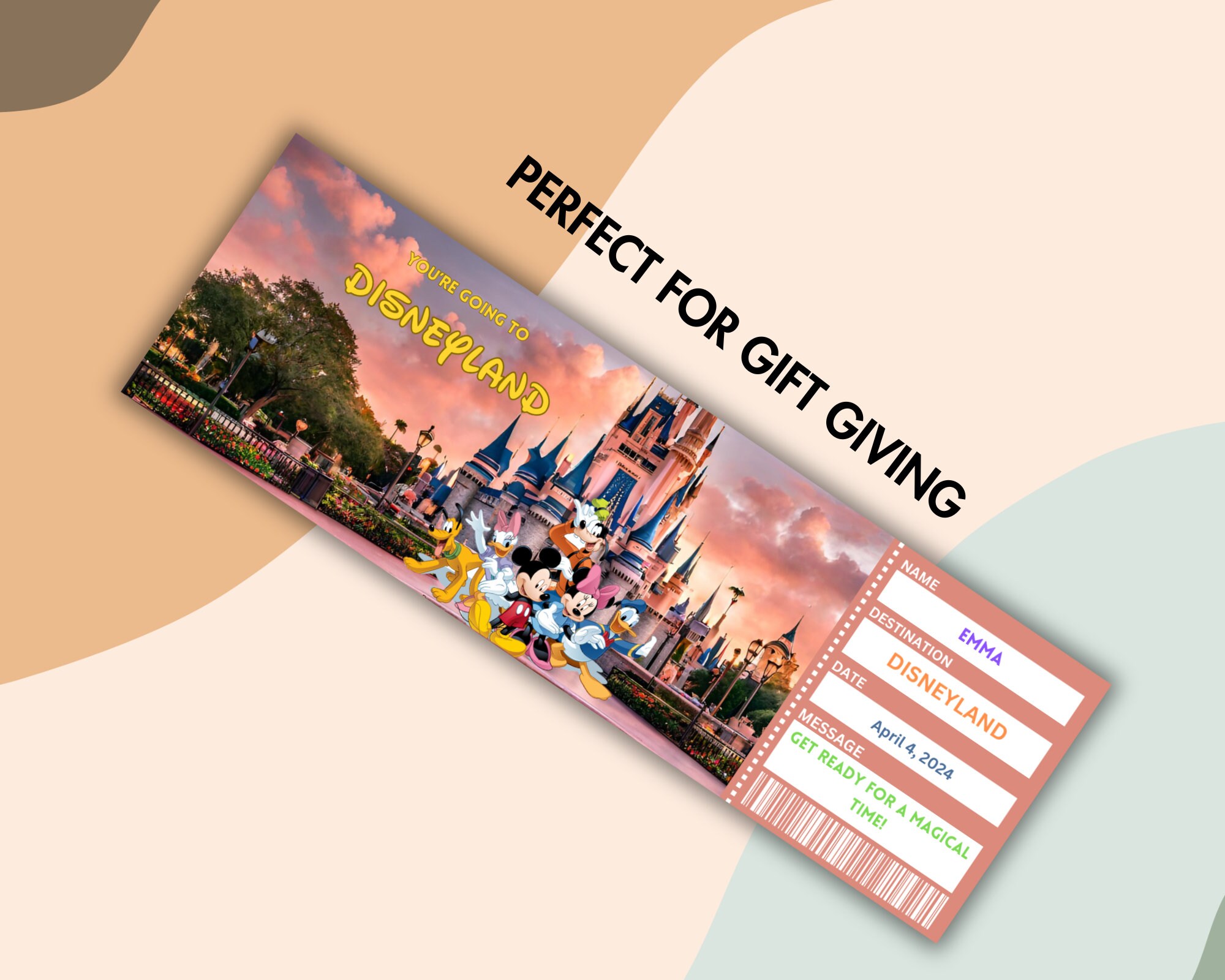 Printable Disneyland Surprise Trip Ticket Template, Surprise Reveal ...