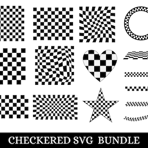 Checkered Svg Bundle, Checkered Png, Checkers Svg, Checkered Flag Svg, Checkerboard Pattern, Instant Download, Silhouette, Vector Files