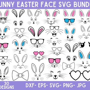 Bunny Face Svg Bundle, Easter Svg, Bunny Face Svg, Easter Bunny Face, Bunny Easter Svg, Easter Bunny Png, Bunny Svg, Instant Download