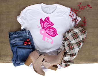 Breast Cancer Pink Butterfly Svg, Awareness Svg, Breast Cancer Awareness Svg,Survivor Ribbon Svg, Svg For Shirts,Cancer Svg,Instant Download