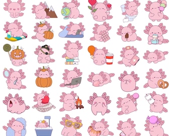 Pacchetto Axolotl Png, Axolotl Kawaii Png, Pacchetto Axolotl Clipart, Axolotl Carino Png, Png per Magliette, Uso Commerciale, Disegni a Sublimazione
