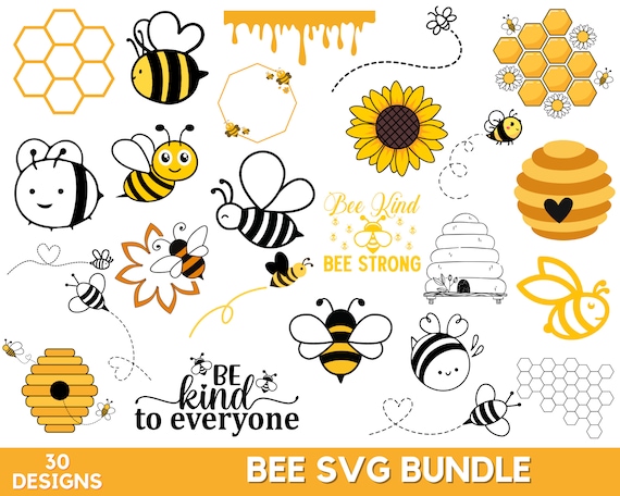 Bee Svg Png Bundle, Bee Png Bundle, Bee Cut Files, Honeycomb Svg, Svg Files For Cricut, Bee Clipart, Honey Bee Svg, Honey Svg, Queen Bee Svg