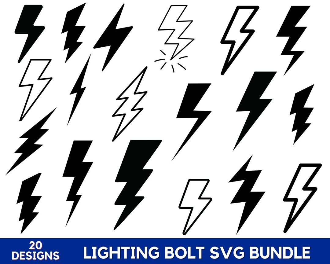 Lighting Bolt Svg Bundle, Thunder Png, Svg Cut Files, Lighting Bolt ...