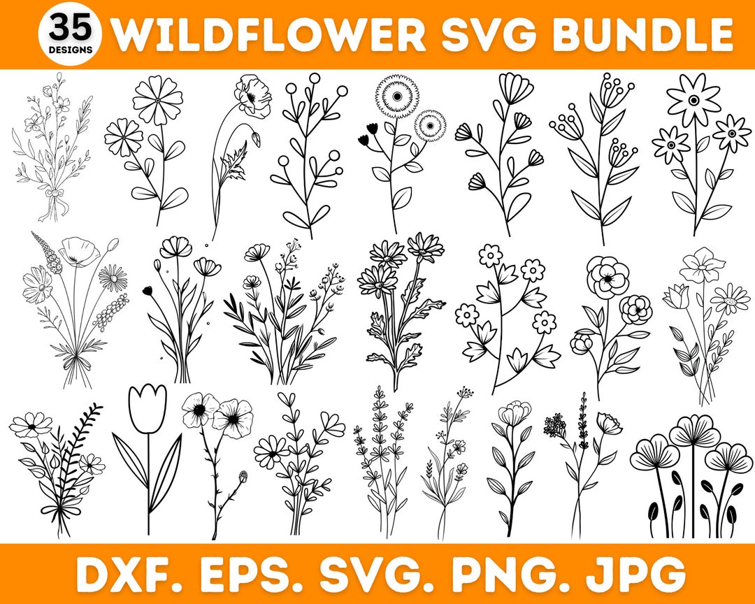 Wildflowers Svg Png Bundle, Wild Flower Svg, Bouquet Svg Bundle, Nature ...