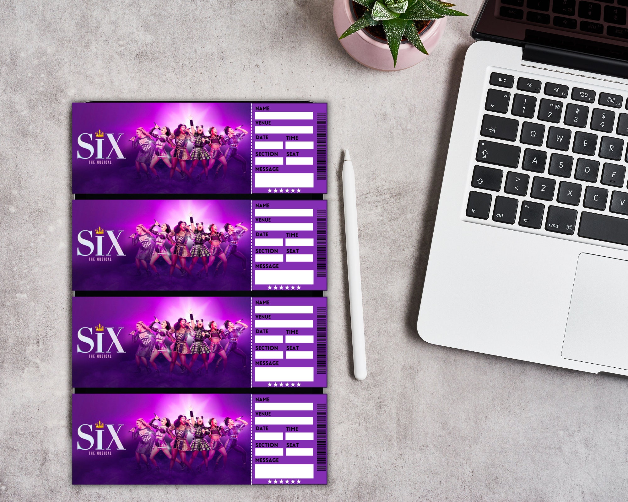 ブロックチケット 6冊セット① Editable Six Broadway Surprise Ticket, Theatre Ticket, Six