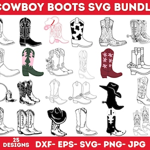 Cowboylaarzen Svg-bundel, cowboylaarzen Svg, western Svg-bundel, vrijgezellenfeest Svg, bloemen Svg, cowgirl Svg, cowgirllaarzen, Instant Download