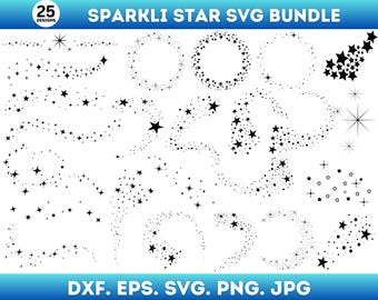 Sparkle Stars Svg Bundle, Stars Svg, Sparkle Stars Png, Stars Png, Cricut Cut Files, Silhouette, Stars Clipart, Instant Download, Silhouette