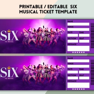 Bewerkbaar Six Broadway Surprise Ticket, Theaterkaartje, Six Musical Ticket, Ticketsjabloon, Verjaardagsverrassing, Ticket Pdf, Afdrukbaar