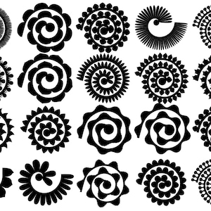 Rolled Flower Svg Bundle, Rolled Flowers Svg, Rolled Flower Png, Rolled Paper Cut Files, Rolled Flower Dxf, Instant Download, Silhouette