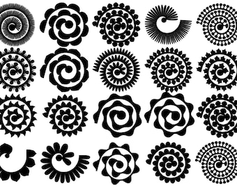 Rolled Flower Svg Bundle, Rolled Flowers Svg, Rolled Flower Png, Rolled Paper Cut Files, Rolled Flower Dxf, Instant Download, Silhouette