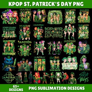 K-Pop St Patrick’s Day PNG Bundle, Saja Girls Png, Kpop Demon Hunter Png,St Patrick’s Day Png, Sublimation Designs, St Patrick's Shirt Png