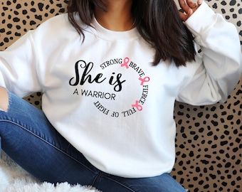 Breast Cancer Pink Svg, She Is Strong Brave Fierce Full Of Fight A Warrior Svg, Awareness Svg, Breast Cancer Awareness Svg, Svg For Shirts