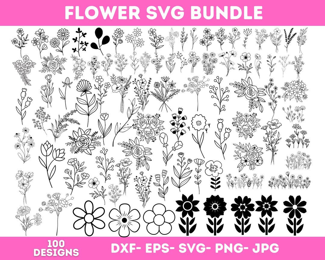 Wildflowers Svg Png Bundle, Wild Flower Svg, Bouquet Flowers Svg ...