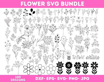 Wildflowers Svg Png Bundle, Wild Flower Svg, Bouquet Flowers Svg, Nature Svg, Minimalist Flower Svg, Flowers Svg, Floral Svg, Cricut