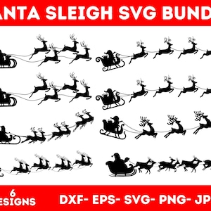 6+ Santa’s Sleigh Svg Bundle, Reindeer Christmas Svg, Reindeer Silhouette, Christmas Svg, Santa Claus Svg, Svg Christmas, Instant Download