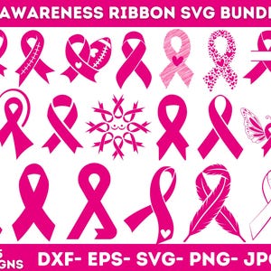Cancer Awareness Ribbon Svg Bundle, Breast Cancer Ribbon Svg, Ribbon Clipart ,Ribbon Shirt Svg, Pink Ribbon Clipart, Instant Download