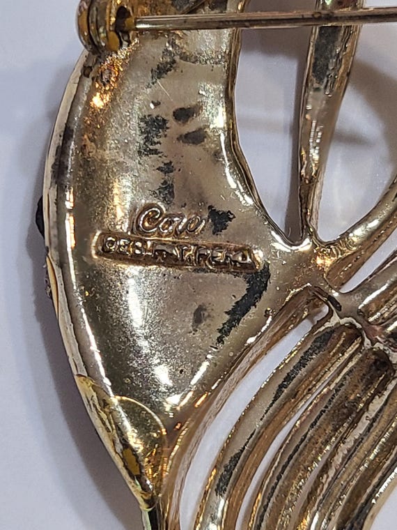 Ruby Cascade: A Vintage Coro Gilt & Rhinestone Br… - image 5