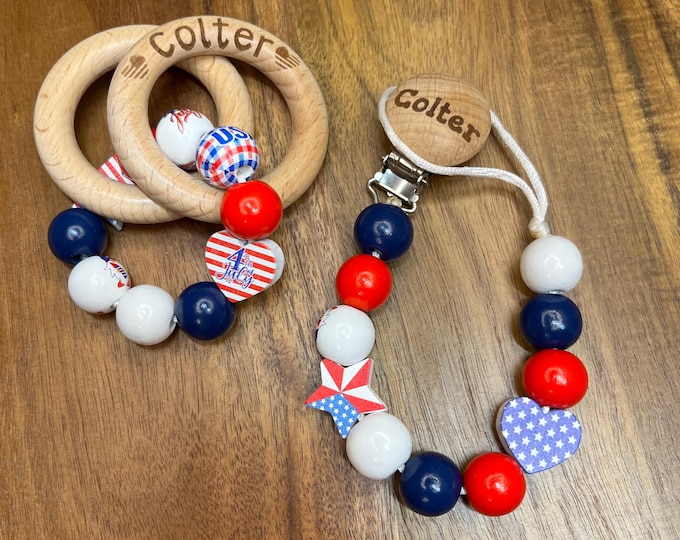 Personalized Pacifier Clip US Freedom Design