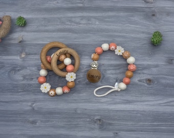 Personalized Pacifier Clip and Rattle