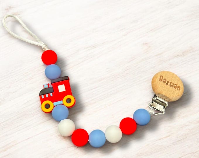 Personalized Train Pacifier Clip, Silicone Baby Shower Gift
