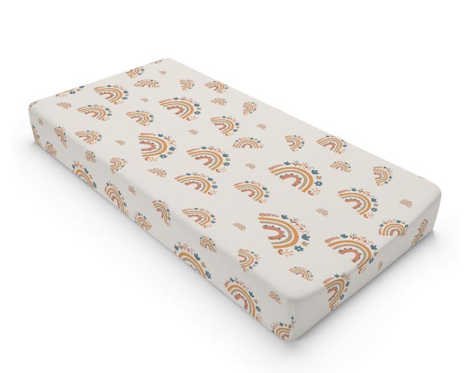 Floral Rainbow Baby Changing Pad Cover: Soft Jersey Knit